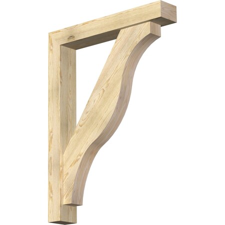 Ekena Millwork Funston Block Rough Sawn Bracket w/ Offset Brace, Douglas Fir, 6"W x 36"D x 48"H BKT0604X36X48FST05RDF